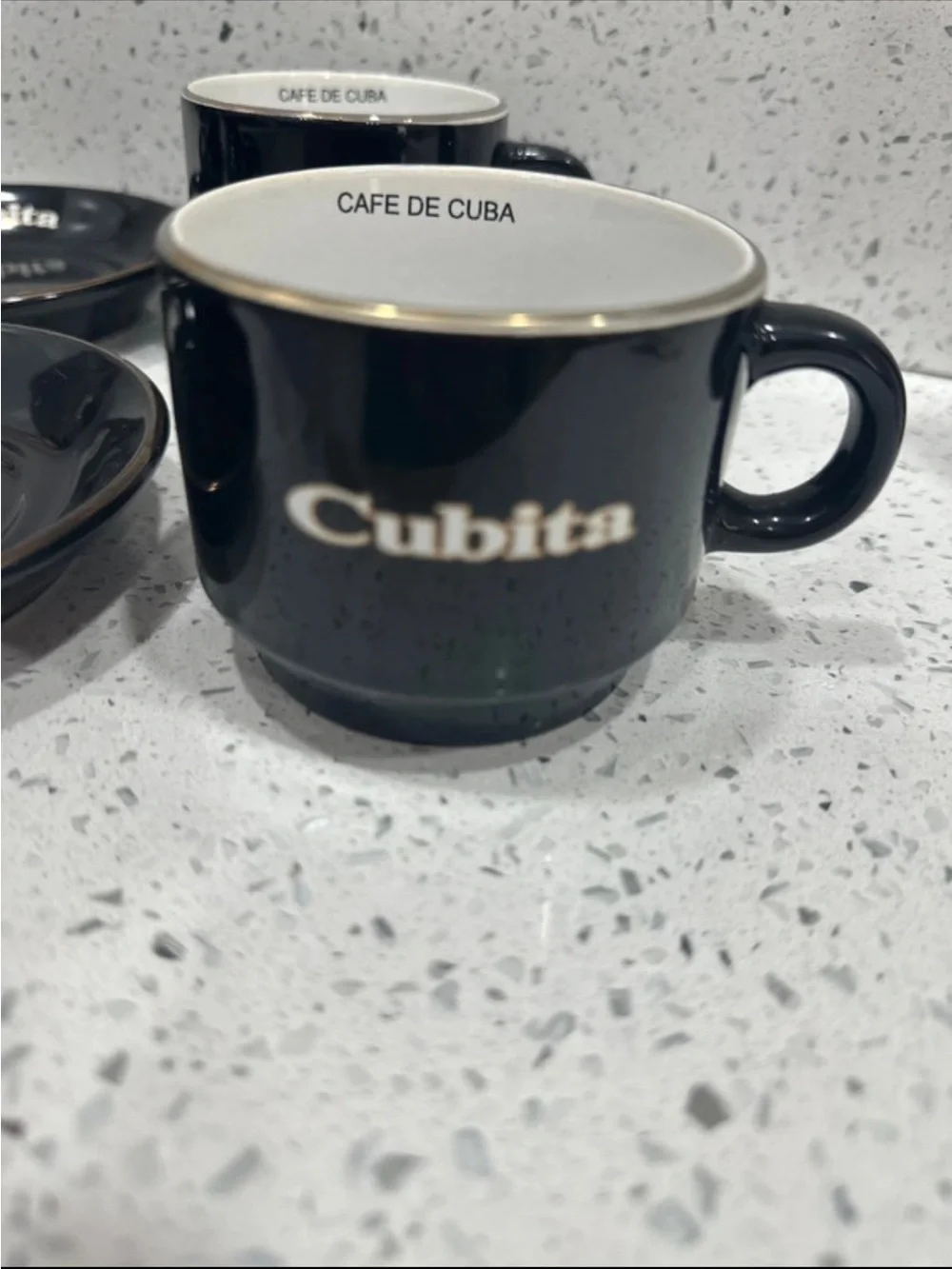 Black Espresso Cup with Gold rim pack 4
